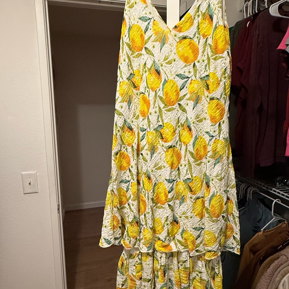 Lemon Print Sleeveless Dress
